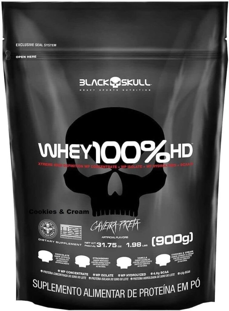Black Skull Whey 100% HD Cookies & Cream 900g imagem 1