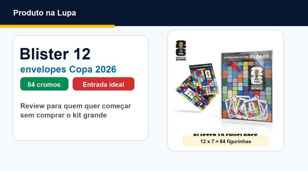 Blister 12 envelopes Copa do Mundo 2026 review Produto na Lupa