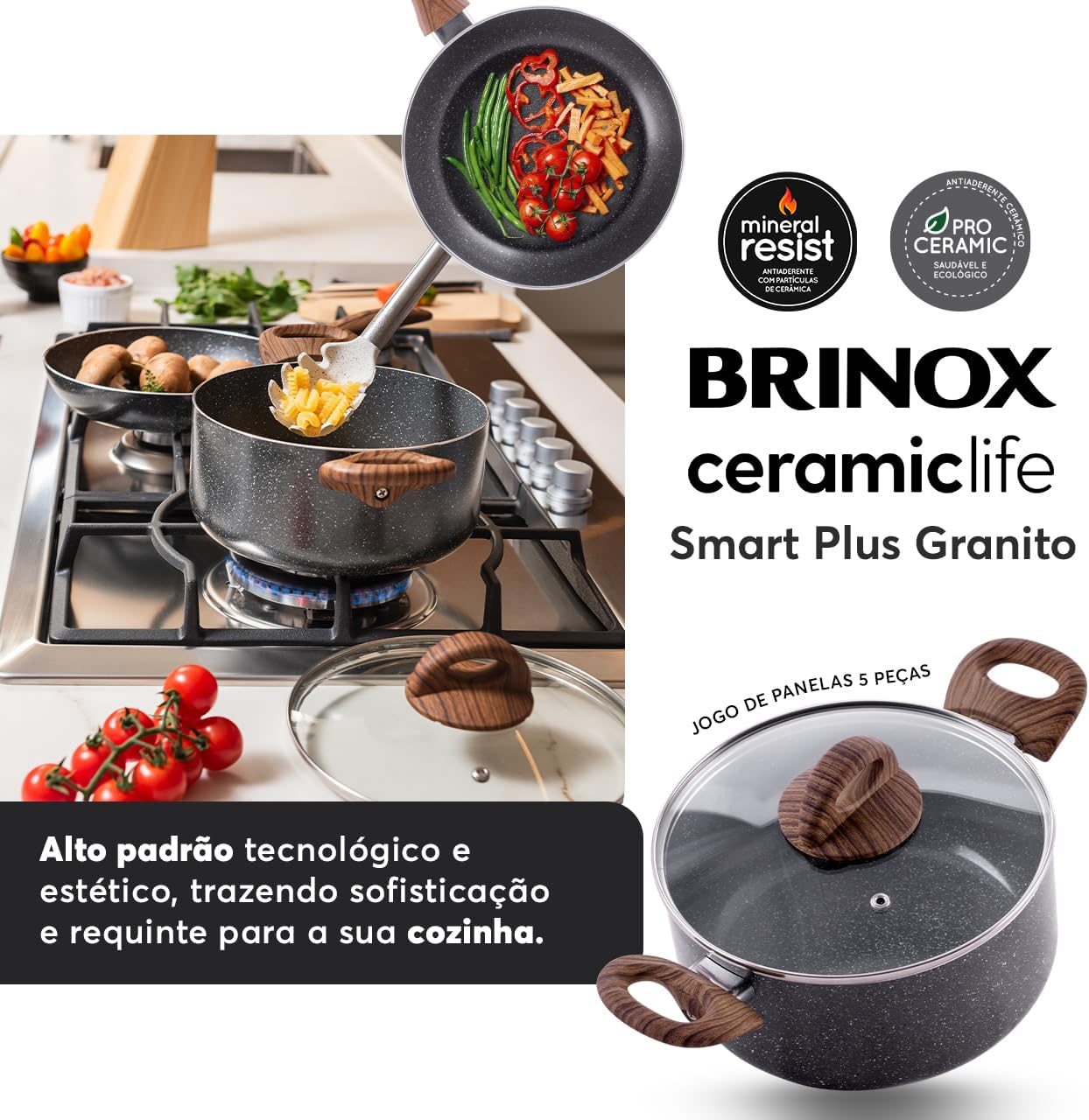Benefícios do jogo Brinox Ceramic Life Smart Plus Granito