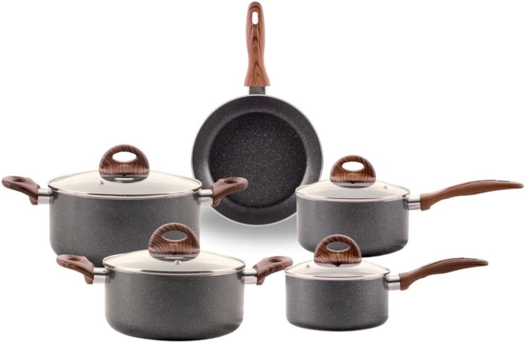 Jogo de panelas Brinox Ceramic Life Smart Plus Granito 5 peças