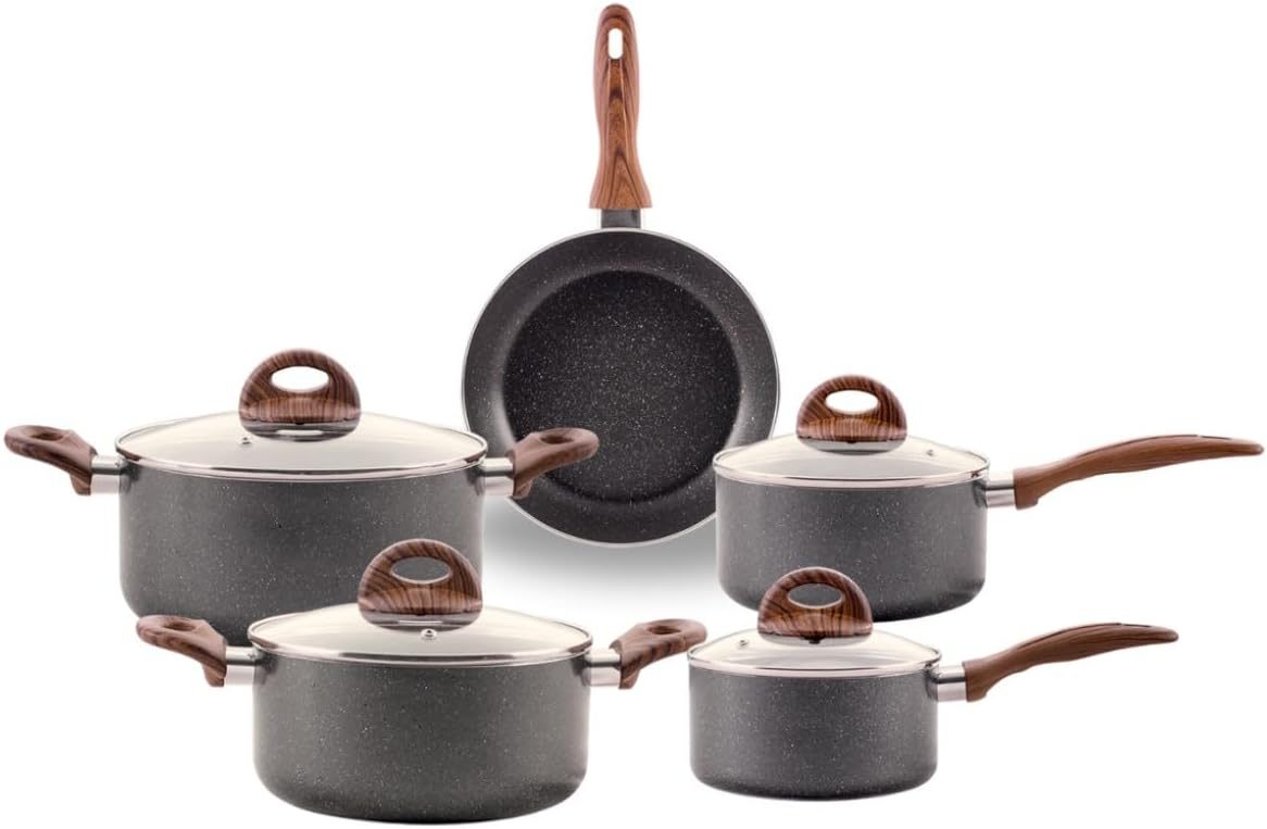 Jogo de panelas Brinox Ceramic Life Smart Plus Granito 5 peças
