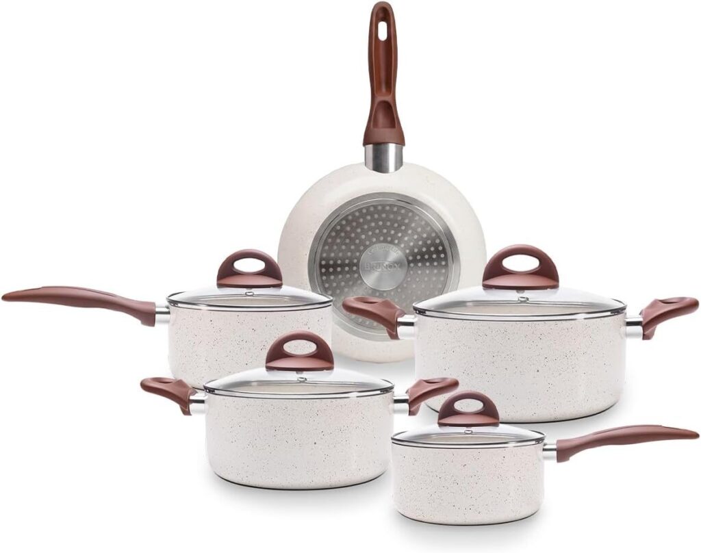 Jogo de panelas Brinox Ceramic Life Smart Plus Vanilla 5 peças