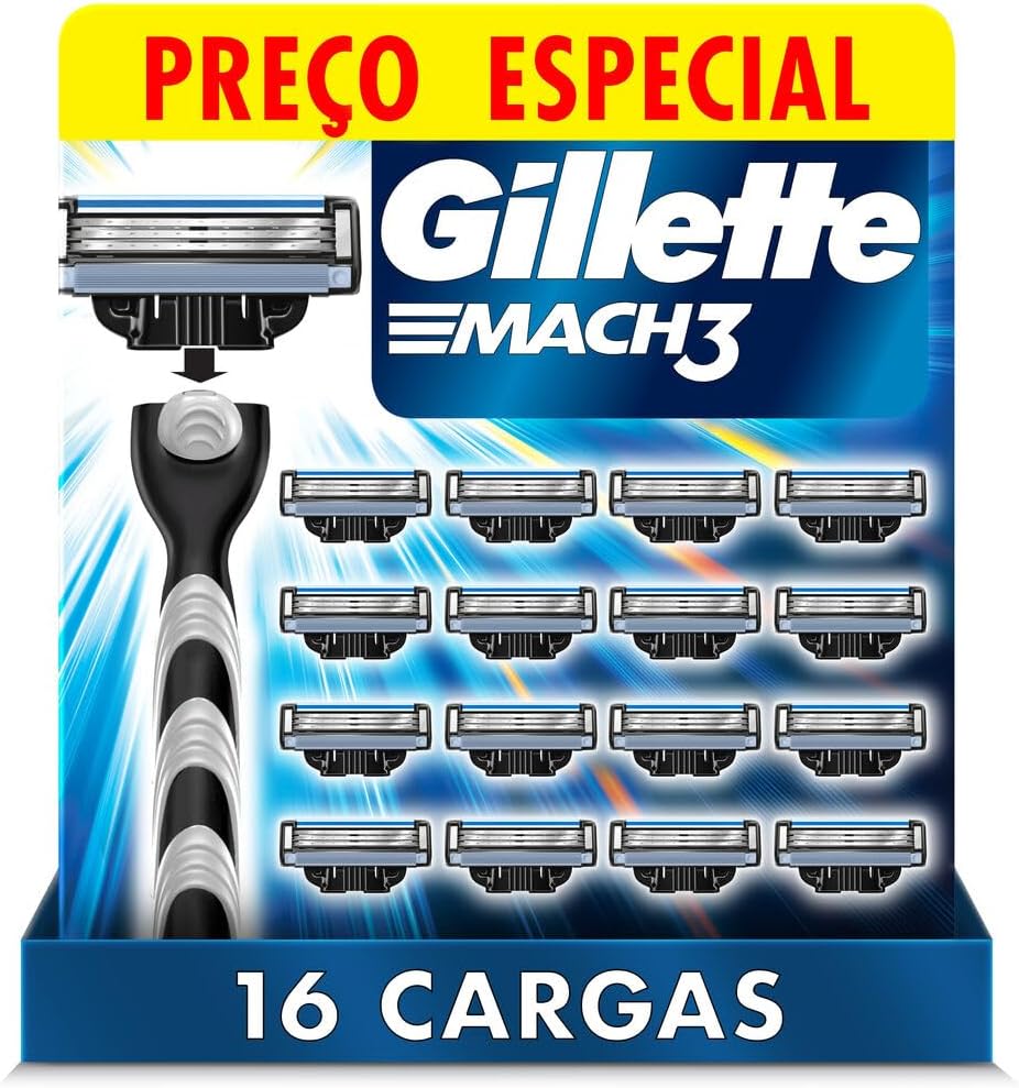 Gillette Mach3 kit com aparelho e 16 cargas