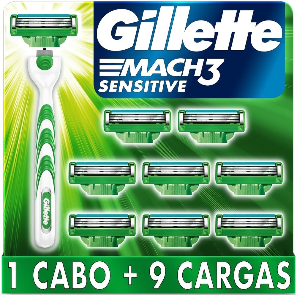 Gillette Mach3 Sensitive com 1 cabo e 9 cargas
