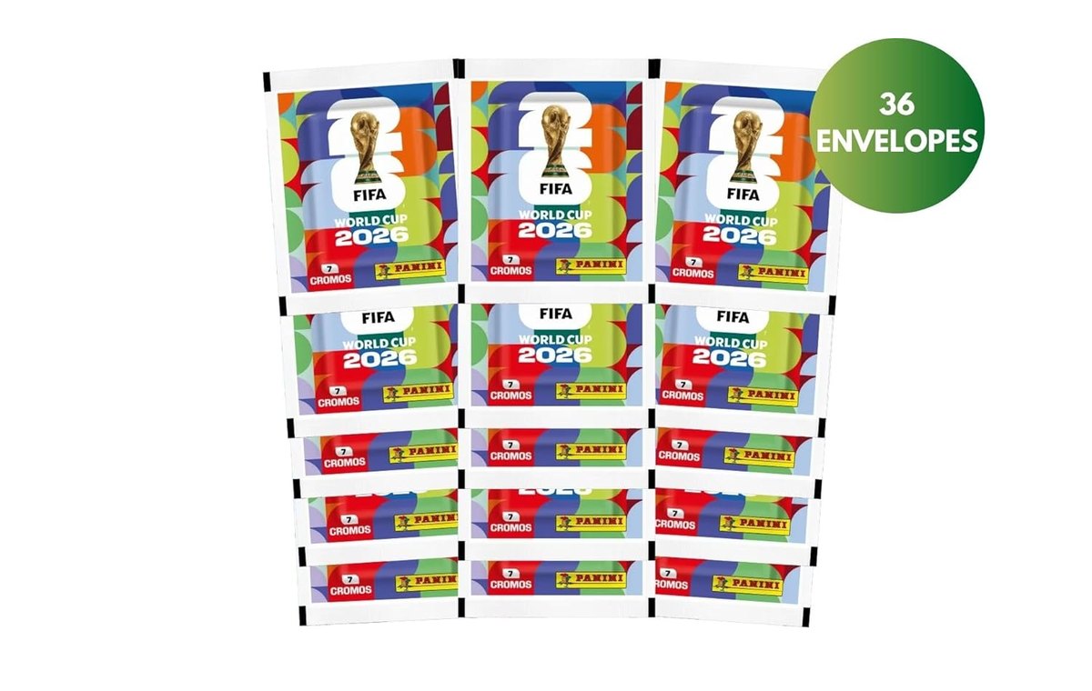 Kit Figurinhas Copa do Mundo 2026 cartela com 36 envelopes