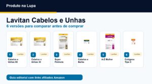 Lavitan Cabelos e Unhas comparativo com seis versões