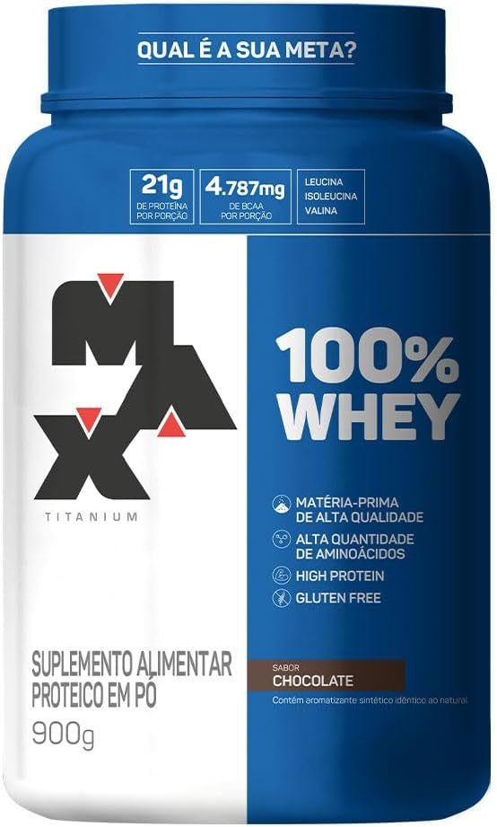 Max Titanium 100% Whey Chocolate 900g imagem 1