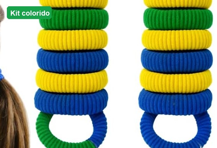 Kit de xuxinhas Copa do Mundo em verde, amarelo e azul
